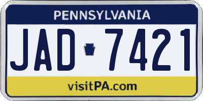 PA license plate JAD7421
