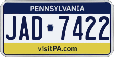 PA license plate JAD7422