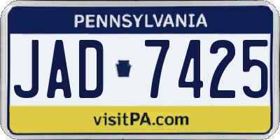 PA license plate JAD7425