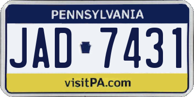 PA license plate JAD7431