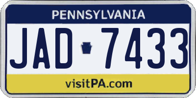 PA license plate JAD7433