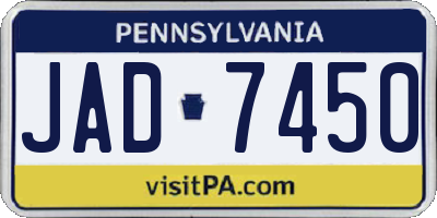 PA license plate JAD7450