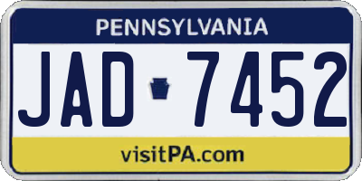 PA license plate JAD7452