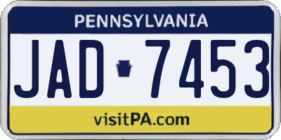 PA license plate JAD7453