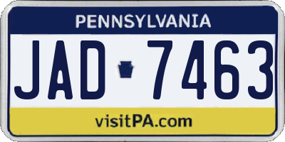 PA license plate JAD7463