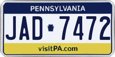 PA license plate JAD7472