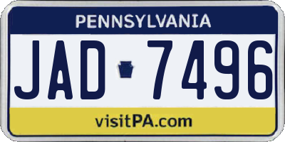 PA license plate JAD7496