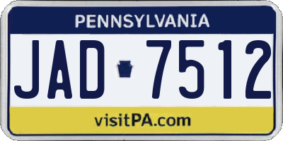 PA license plate JAD7512