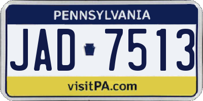 PA license plate JAD7513