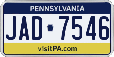 PA license plate JAD7546