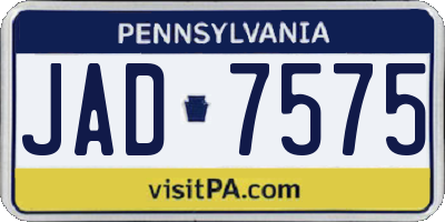 PA license plate JAD7575