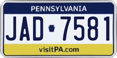 PA license plate JAD7581