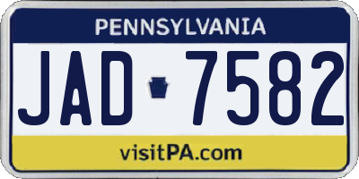PA license plate JAD7582