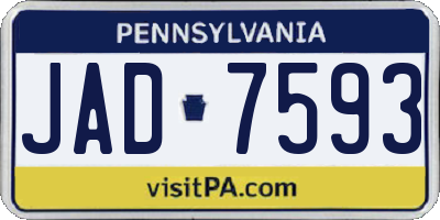 PA license plate JAD7593