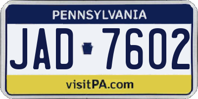 PA license plate JAD7602