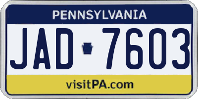 PA license plate JAD7603