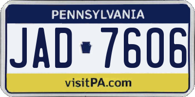 PA license plate JAD7606