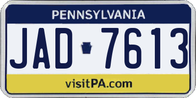 PA license plate JAD7613
