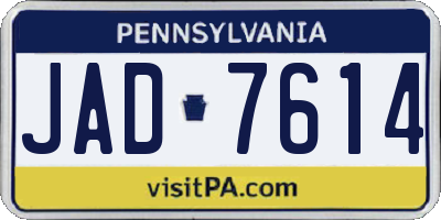 PA license plate JAD7614