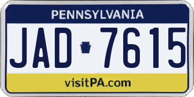 PA license plate JAD7615