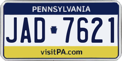 PA license plate JAD7621