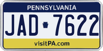 PA license plate JAD7622