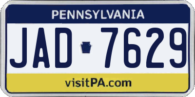 PA license plate JAD7629