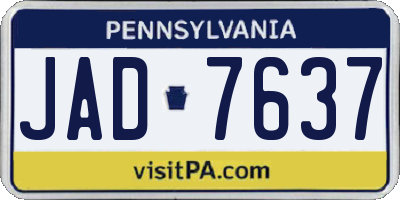 PA license plate JAD7637