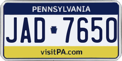PA license plate JAD7650