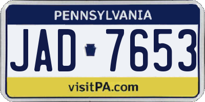 PA license plate JAD7653