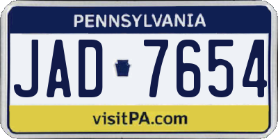 PA license plate JAD7654