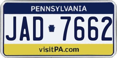 PA license plate JAD7662