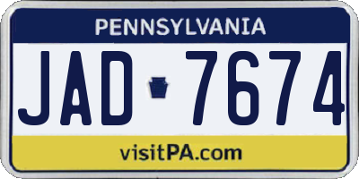 PA license plate JAD7674