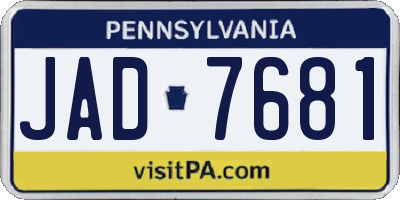 PA license plate JAD7681