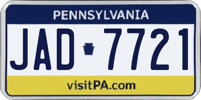 PA license plate JAD7721