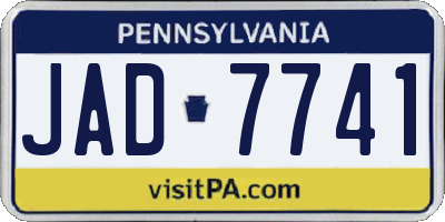 PA license plate JAD7741