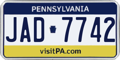 PA license plate JAD7742