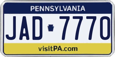 PA license plate JAD7770