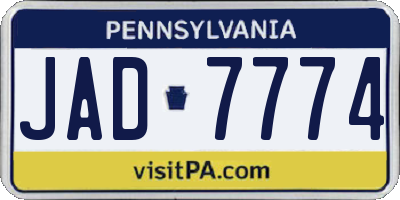 PA license plate JAD7774