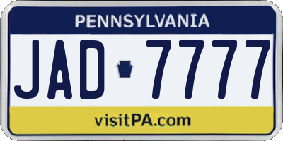 PA license plate JAD7777