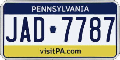 PA license plate JAD7787