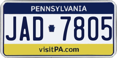 PA license plate JAD7805