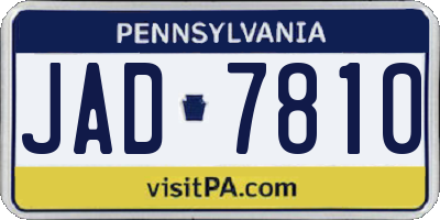 PA license plate JAD7810