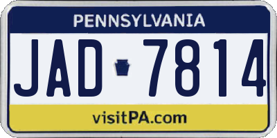 PA license plate JAD7814