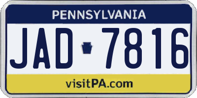 PA license plate JAD7816