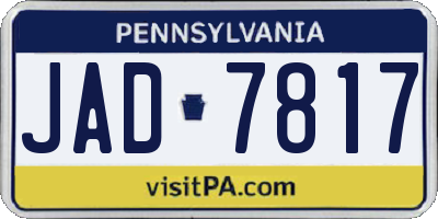 PA license plate JAD7817