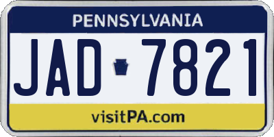 PA license plate JAD7821