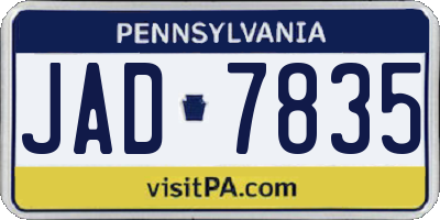 PA license plate JAD7835