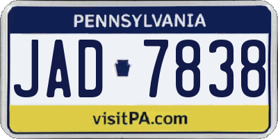 PA license plate JAD7838