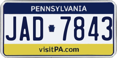 PA license plate JAD7843